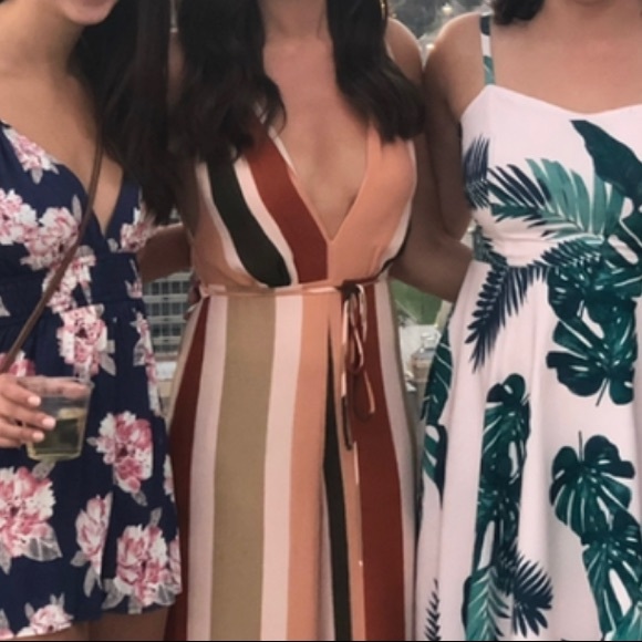 Stripe Deep V Jumpsuit - Picture 3 of 5